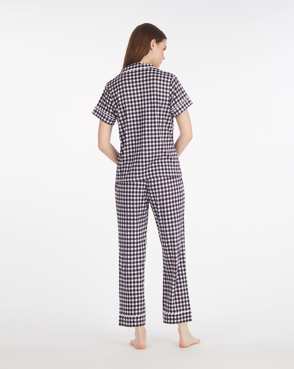 Linda Pajama Set in Navy Gingham | Draper James Premium