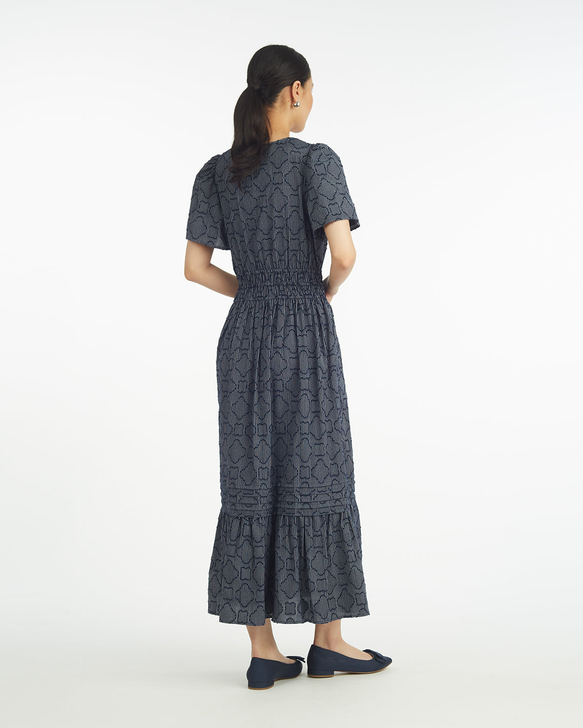 Hollie Midi Dress in Navy Textured Stripe | Draper James Best Seller