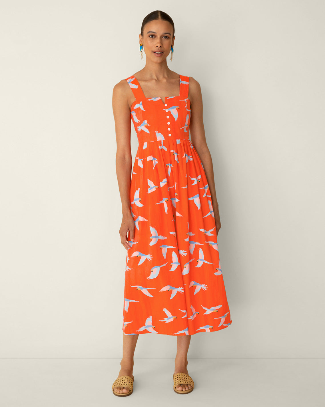 Esme Midi Dress in Parrot Print | Draper James Best Seller