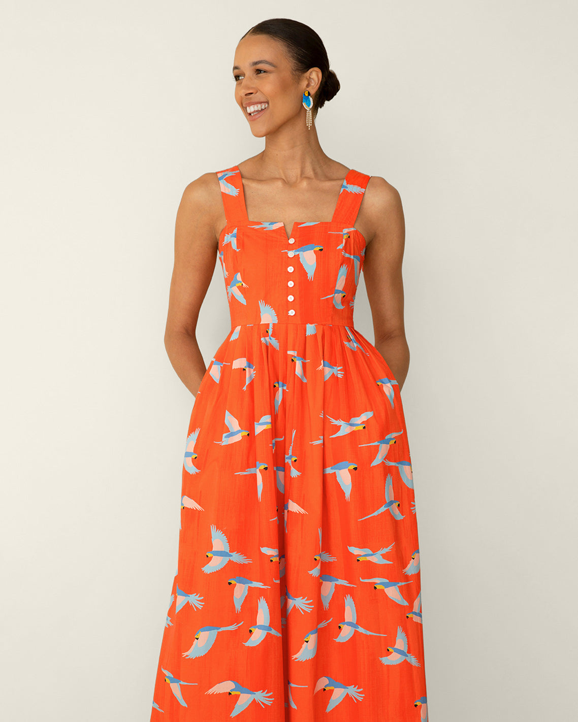 Esme Midi Dress in Parrot Print | Draper James Best Seller