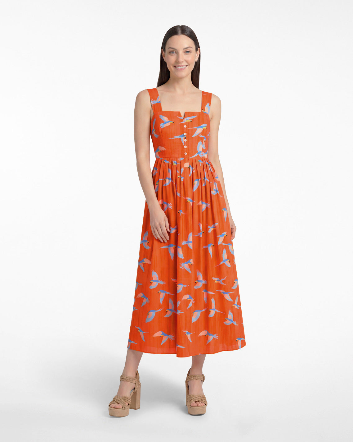 Esme Midi Dress in Parrot Print | Draper James Best Seller