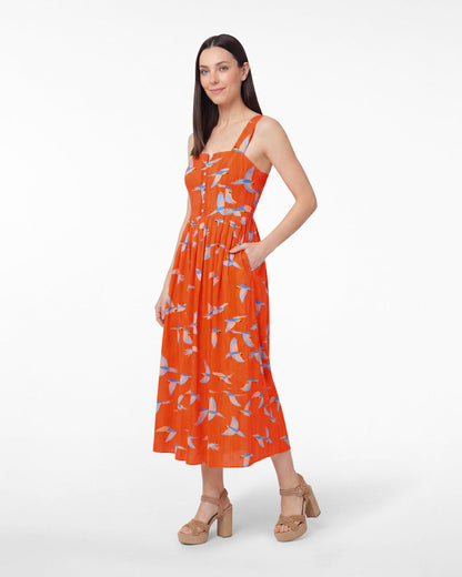 Esme Midi Dress in Parrot Print | Draper James Best Seller