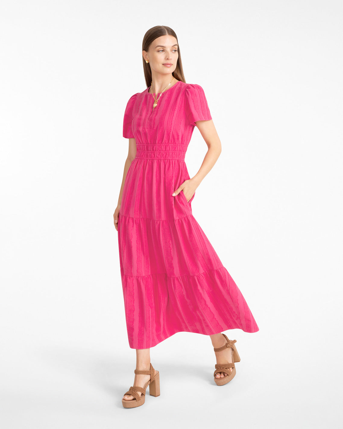 Hollie Midi Dress in Textured Stripe | Draper James Recommended