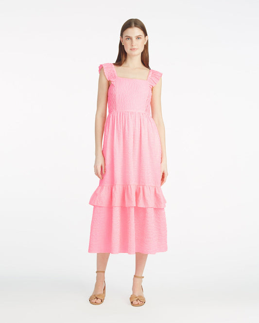 Carrie Midi Dress in Pink Seersucker | Draper James Signature