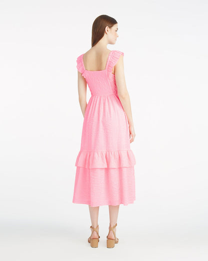 Carrie Midi Dress in Pink Seersucker | Draper James Signature