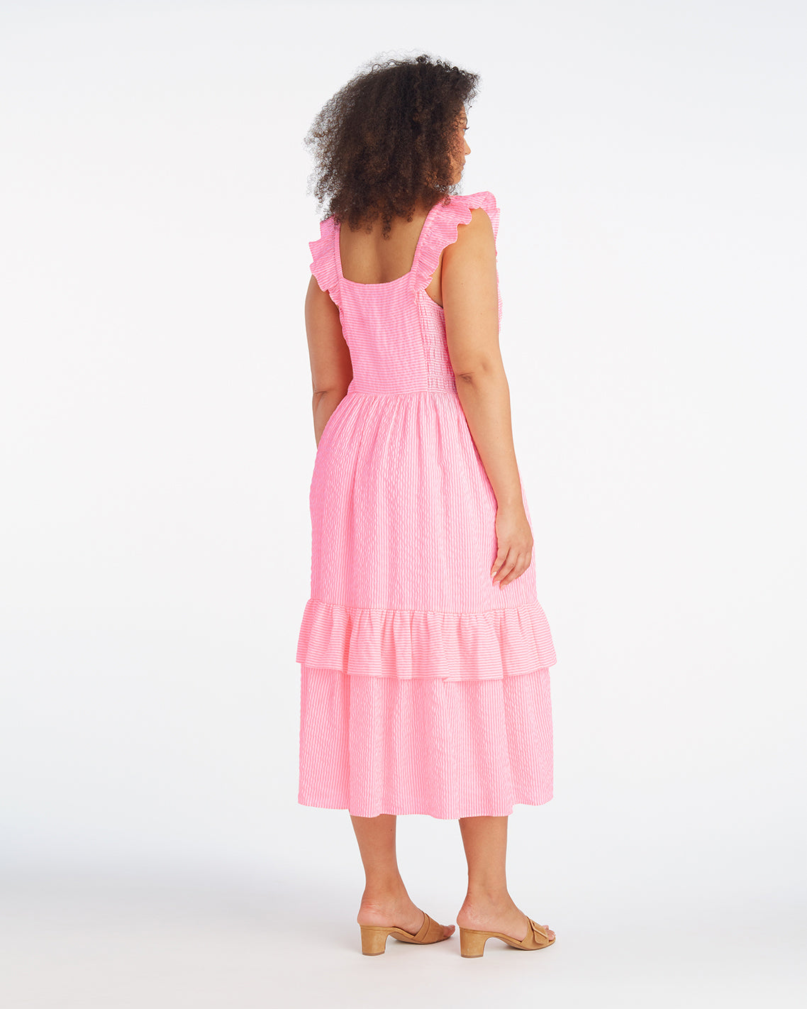 Carrie Midi Dress in Pink Seersucker | Draper James Signature