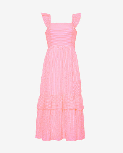 Carrie Midi Dress in Pink Seersucker | Draper James Signature