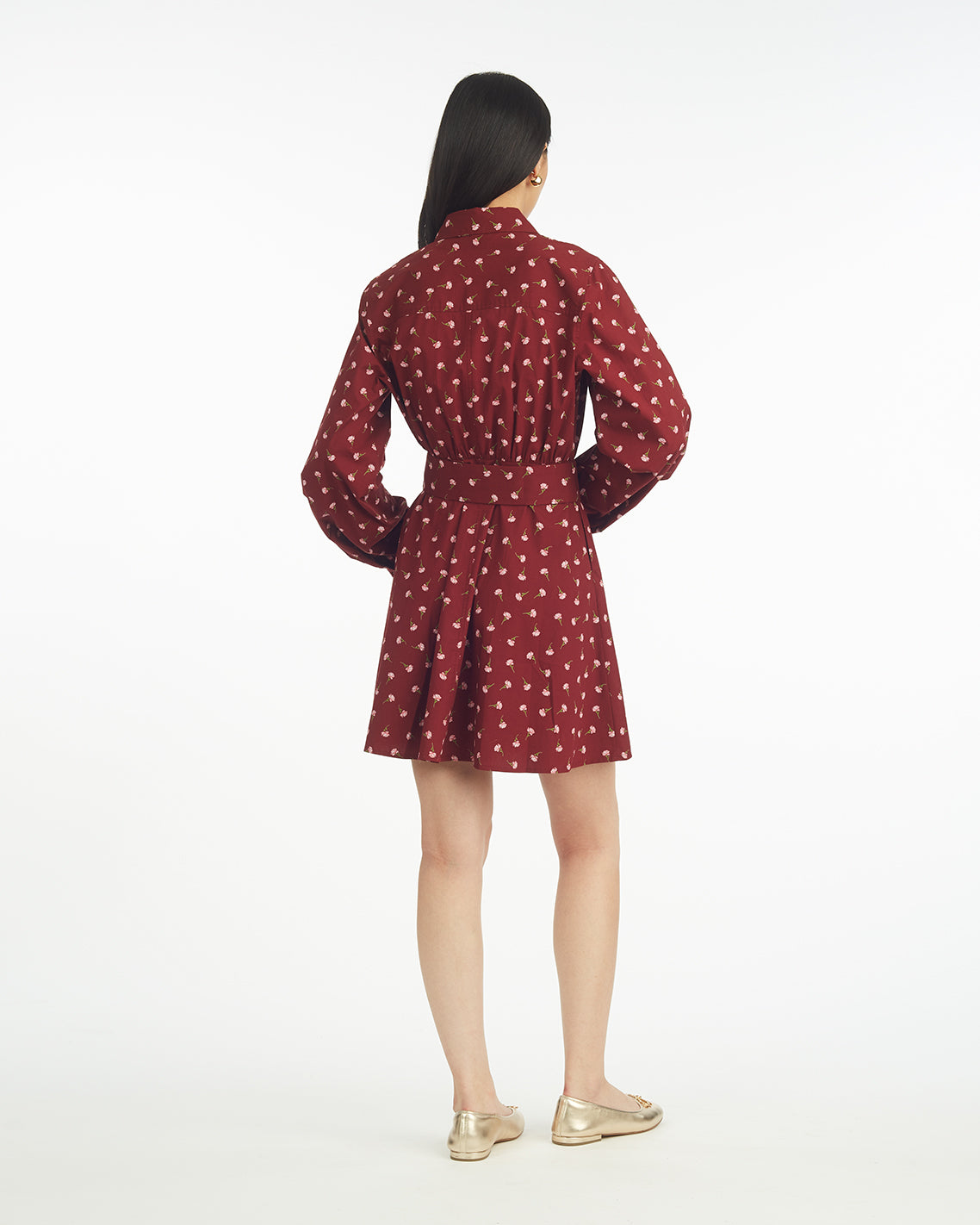 Lily Long-Sleeve Mini Dress in Burgundy Buds | Draper James Exclusive
