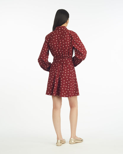 Lily Long-Sleeve Mini Dress in Burgundy Buds | Draper James Exclusive