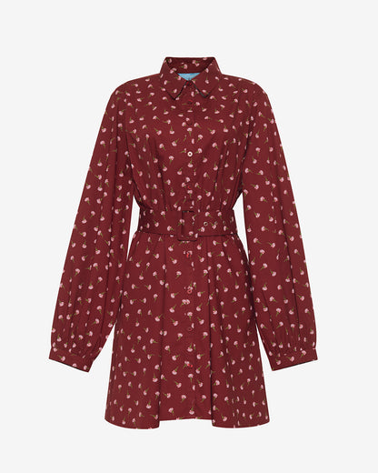 Lily Long-Sleeve Mini Dress in Burgundy Buds | Draper James Exclusive