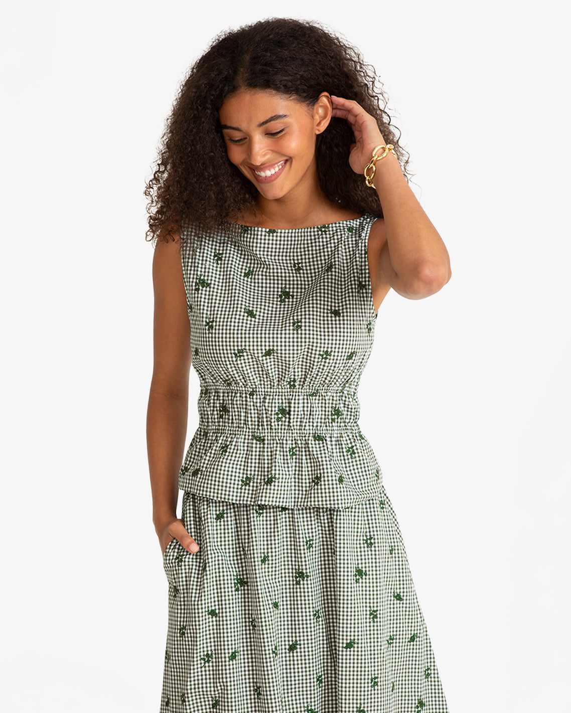 Sleeveless Top in Green Gingham | Draper James Featured