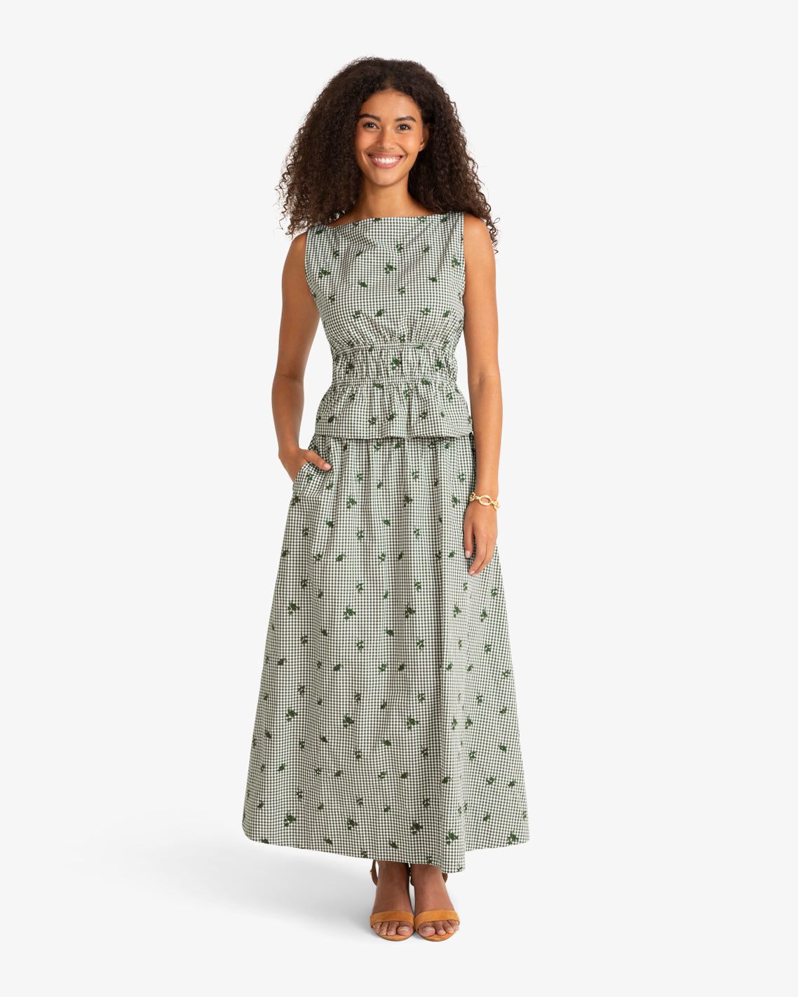 Sleeveless Top in Green Gingham | Draper James Featured