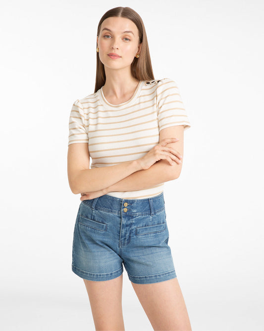 Stripe Crewneck Tee in Ivory | Draper James Essential