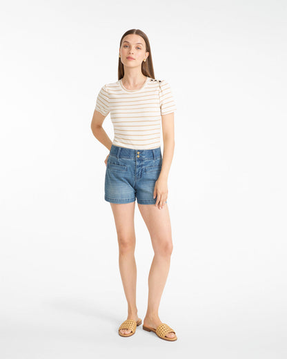 Stripe Crewneck Tee in Ivory | Draper James Essential