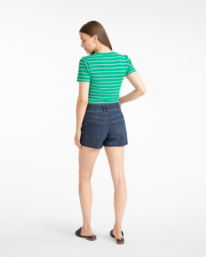 Stripe Crewneck Tee in Green | Draper James Everyday