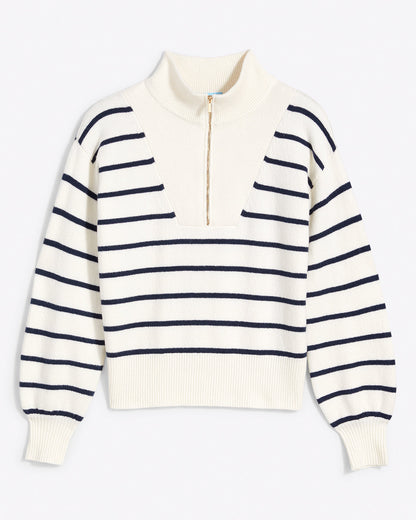 Striped Zip-Up Sweater in Mariner Stripe | Draper James Exclusive