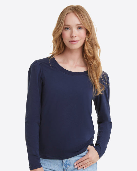 Long-Sleeve Easy Knit Top in Navy | Draper James Premium