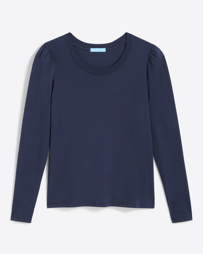 Long-Sleeve Easy Knit Top in Navy | Draper James Premium