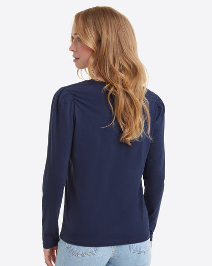 Long-Sleeve Easy Knit Top in Navy | Draper James Premium