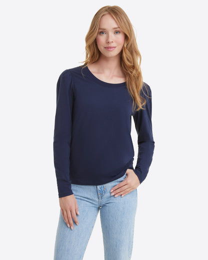 Long-Sleeve Easy Knit Top in Navy | Draper James Premium