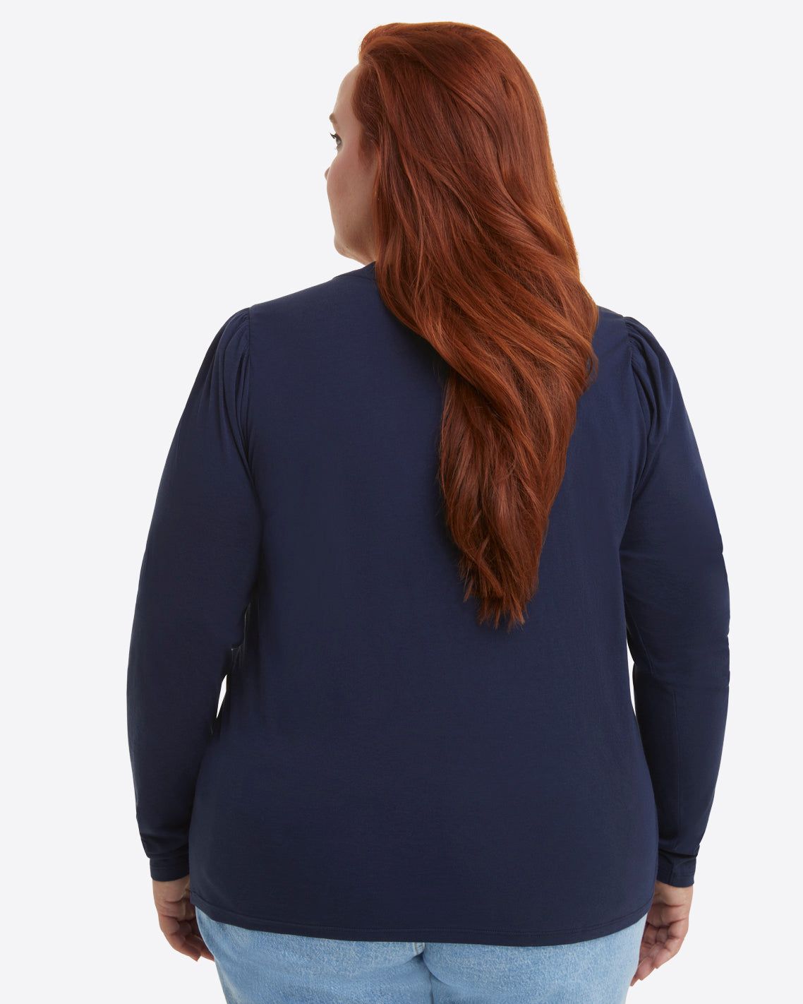 Long-Sleeve Easy Knit Top in Navy | Draper James Premium