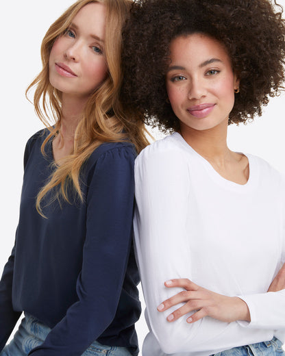 Long-Sleeve Easy Knit Top in Navy | Draper James Premium