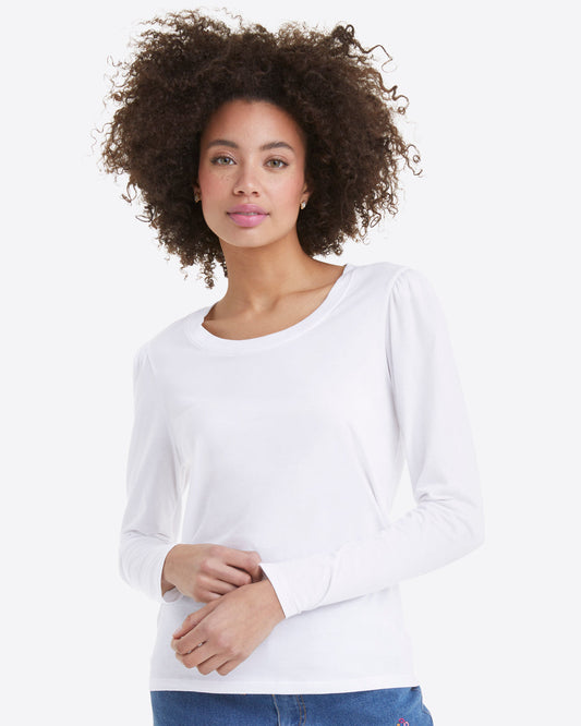 Long-Sleeve Easy Knit Top in White | Draper James Value