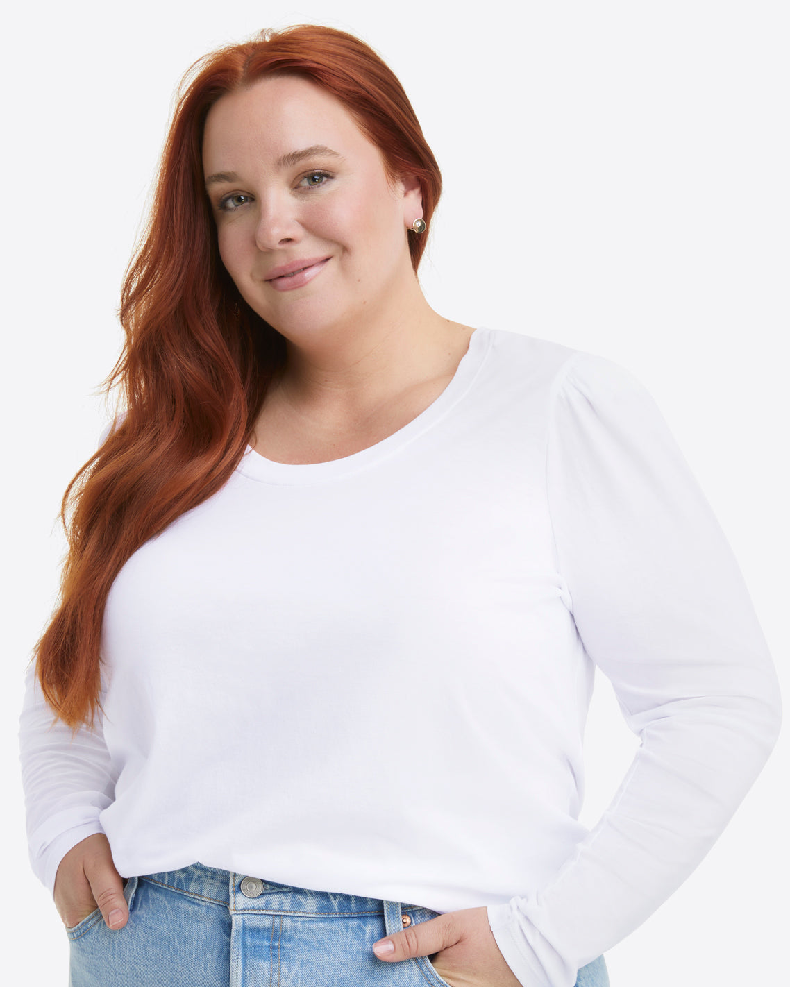 Long-Sleeve Easy Knit Top in White | Draper James Value