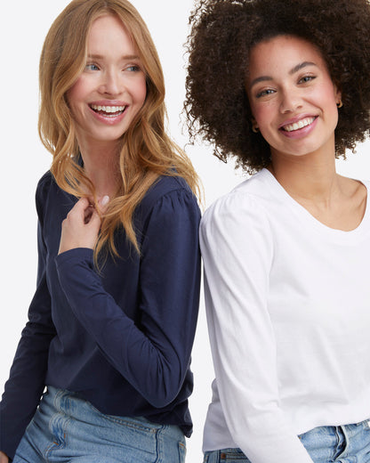 Long-Sleeve Easy Knit Top in White | Draper James Value
