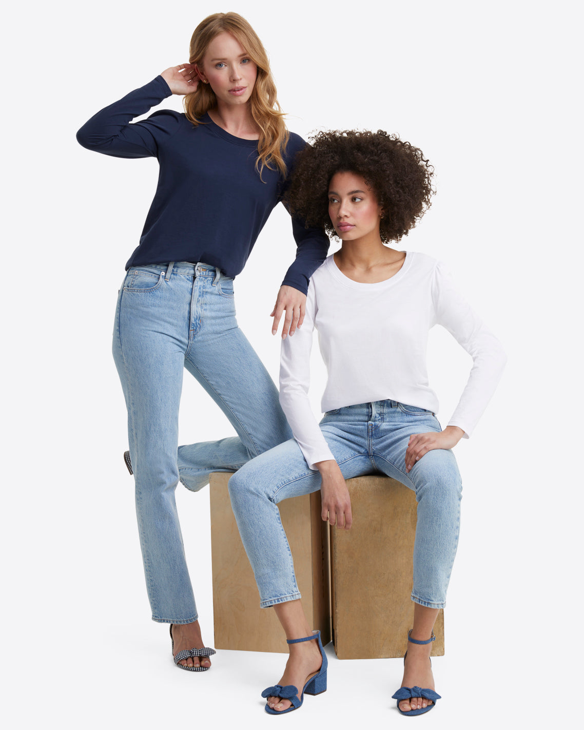 Long-Sleeve Easy Knit Top in White | Draper James Value