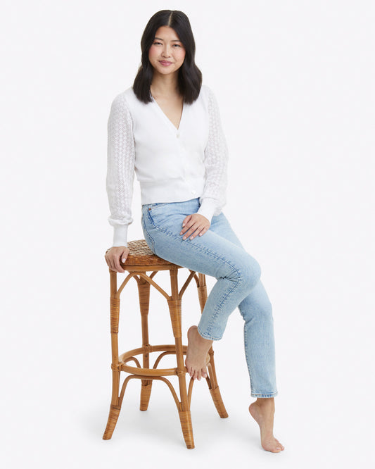 Button Front Cardigan in White | Draper James Special Offer