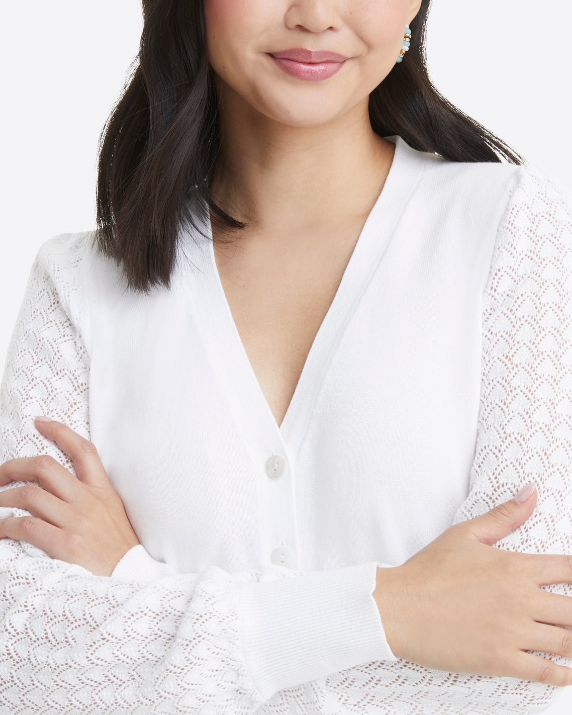 Button Front Cardigan in White | Draper James Special Offer