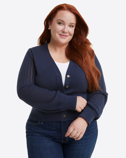 Button Front Cardigan in Navy | Draper James Quality