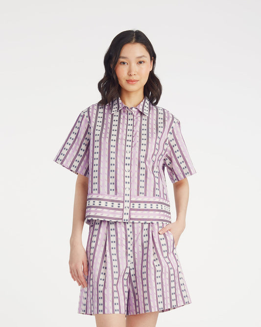 Short Sleeve Cropped Button Down | Tops by Draper James | Draper James Signature