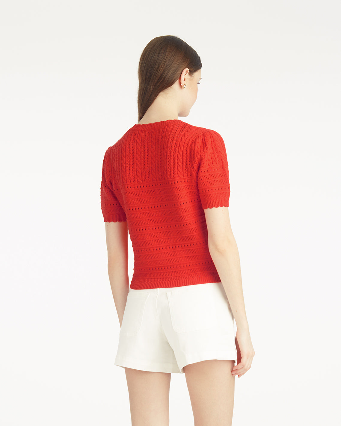 Short Sleeve Pointelle Sweater in Red | Draper James Customer Favorite