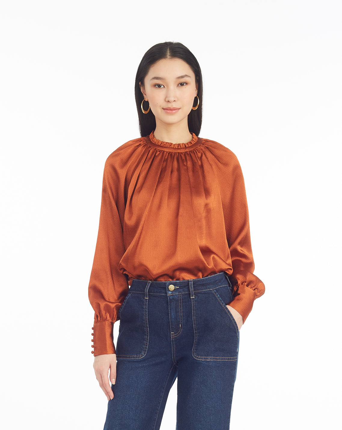 Long-Sleeve Top in Gingerbread | Draper James Everyday