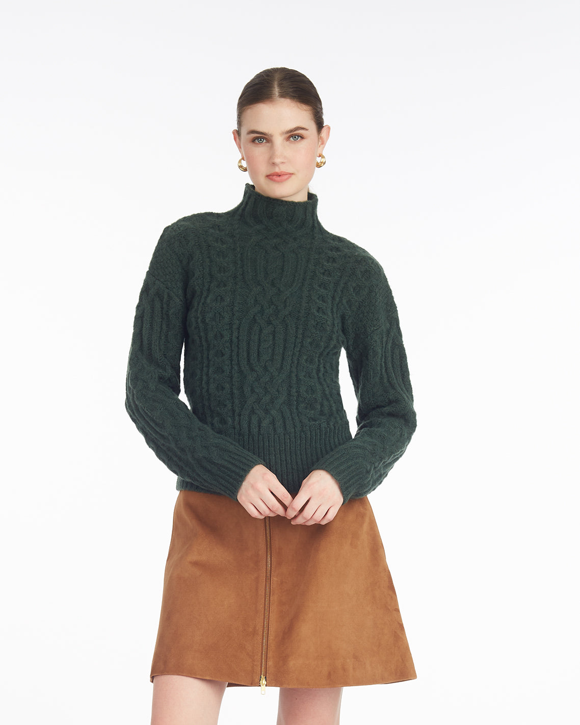 Oversized Cable Funnel Neck Sweater – Classic | Draper James Best Seller