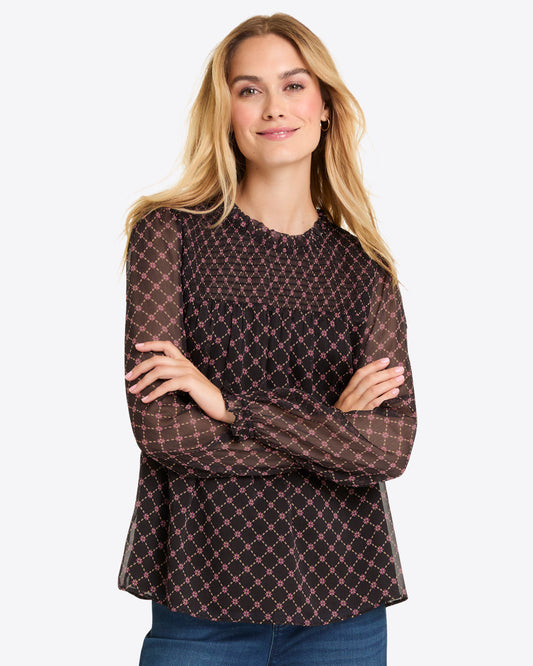 Jacqueline Long Sleeve Top in Crinkle Chiffon | Draper James Hot Sale