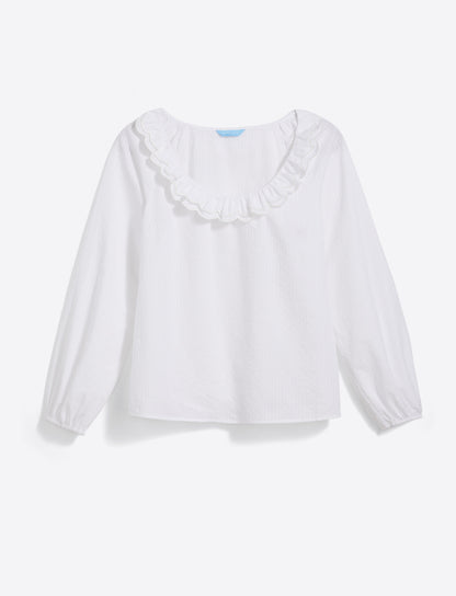 Reyna Long-Sleeve Top in Textured Shirting Stripe | Draper James Smart Buy