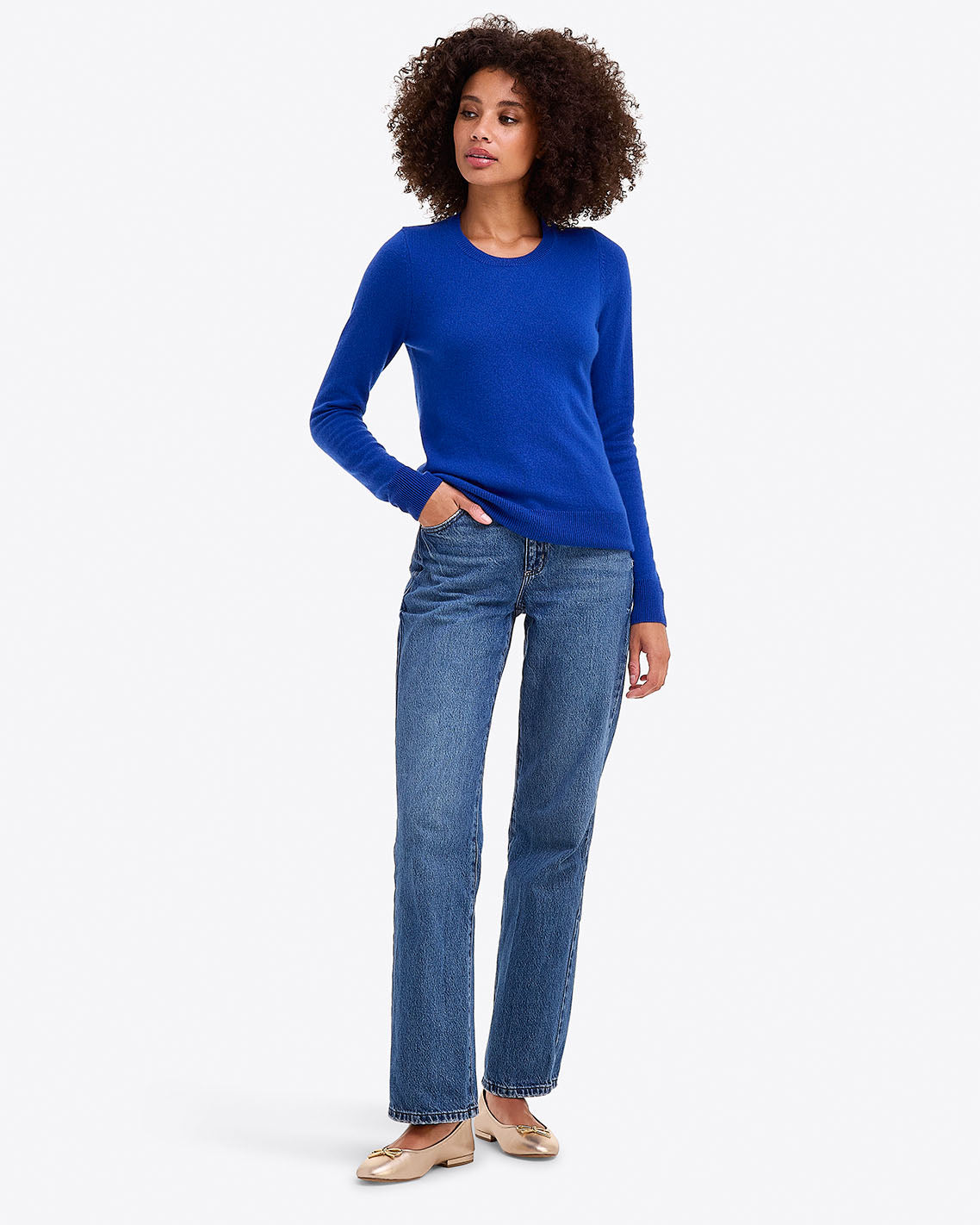 Button Shoulder Cashmere Sweater in Ivory | Draper James Value