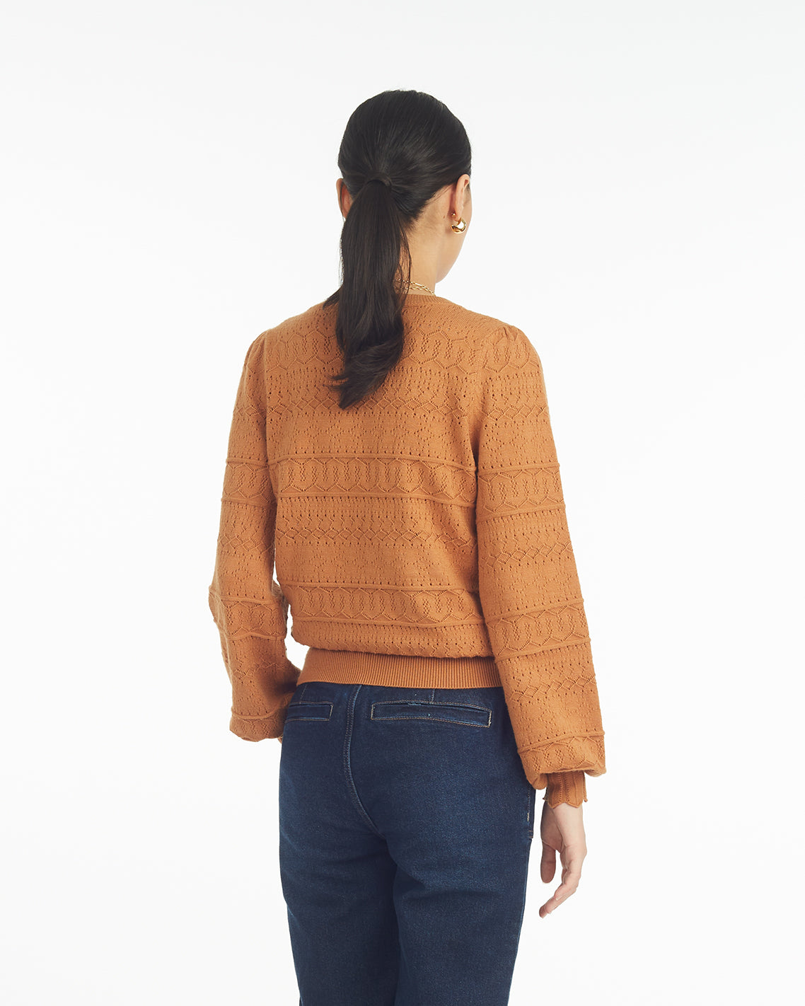 Long-Sleeve Pointelle Sweater in Ivory | Draper James Popular