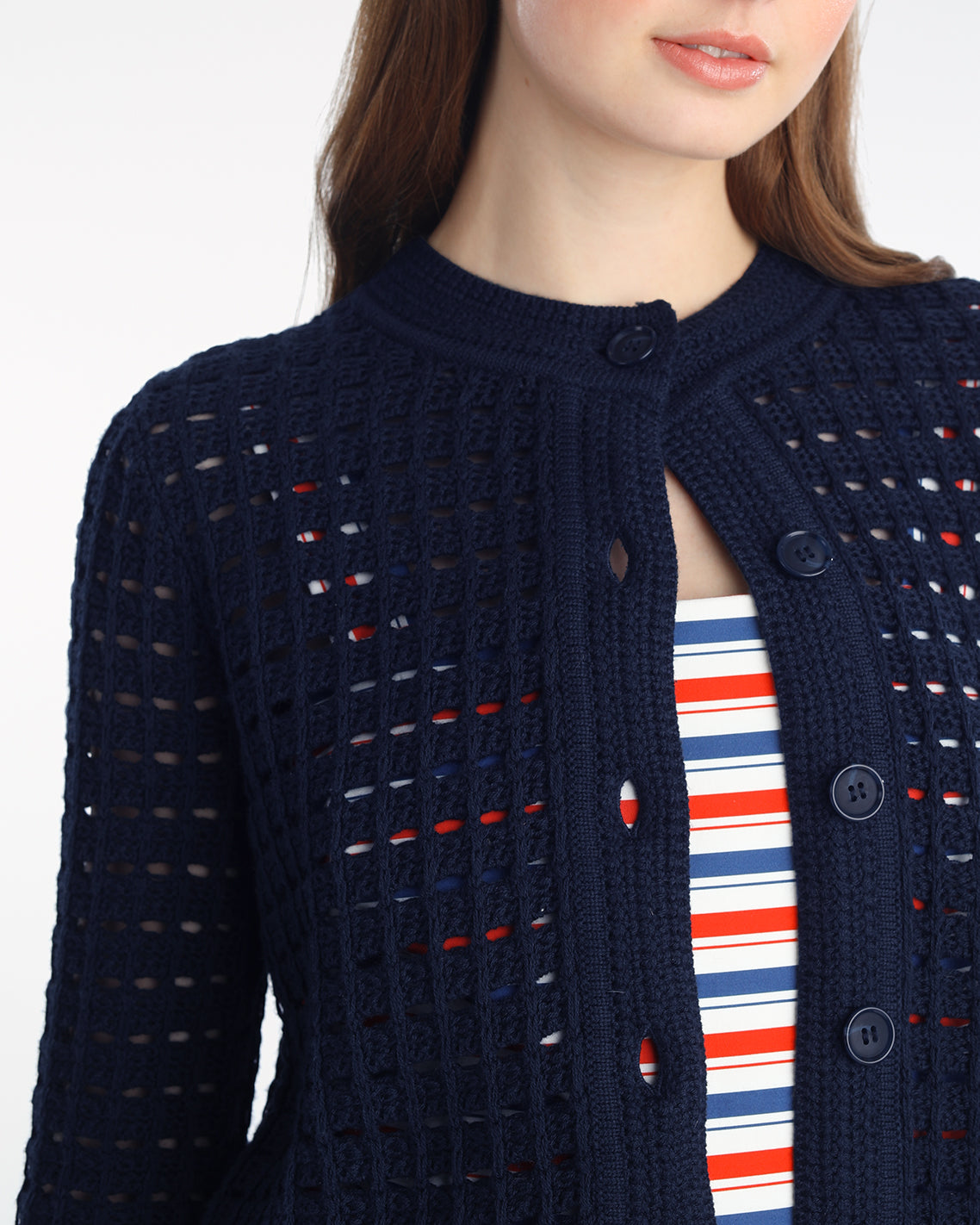 Crochet Sweater Cardigan in Nassau Navy | Draper James Smart Buy