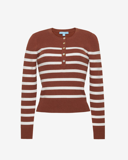 Rib Sweater in Rust Stripe | Knit Tops by Draper James | Draper James Premium