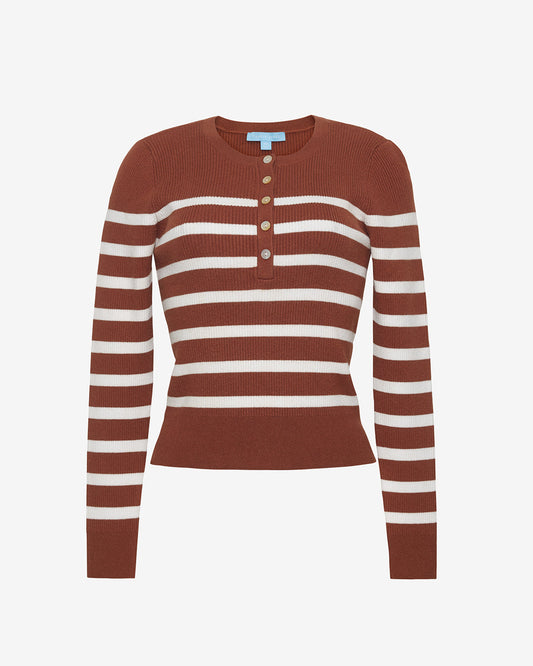 Rib Sweater in Rust Stripe | Knit Tops by Draper James | Draper James Premium