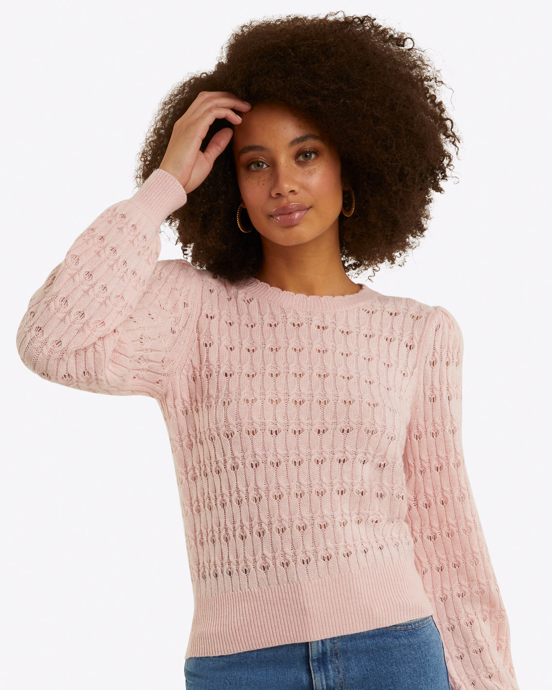 Puff Sleeve Sweater in Pointelle Knit | Draper James Best Price