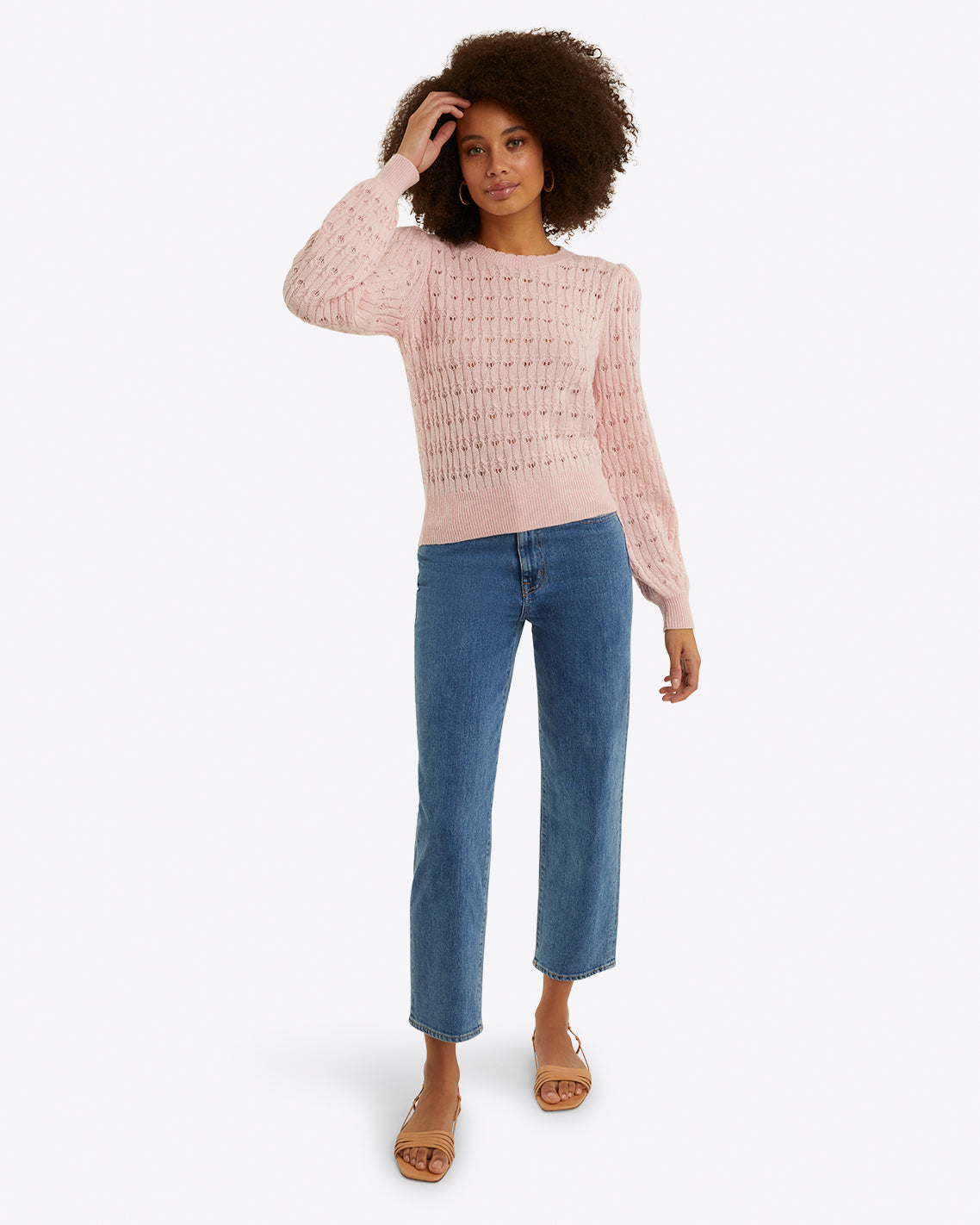 Puff Sleeve Sweater in Pointelle Knit | Draper James Best Price