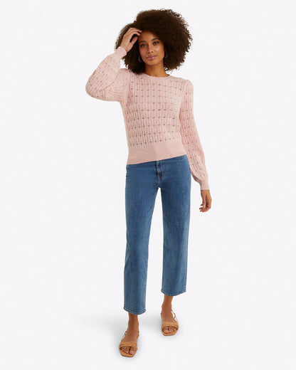 Puff Sleeve Sweater in Pointelle Knit | Draper James Best Price