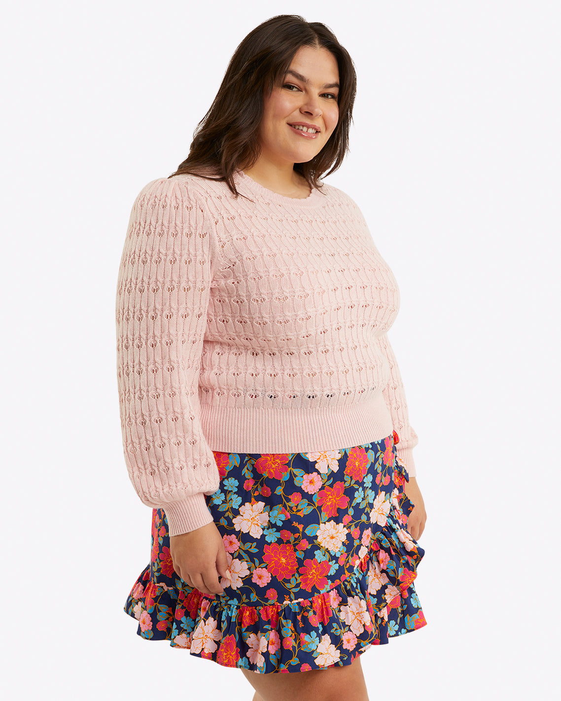 Puff Sleeve Sweater in Pointelle Knit | Draper James Best Price