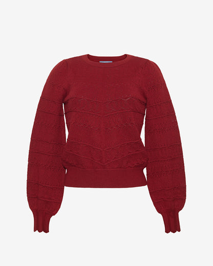 Long-Sleeve Pointelle Sweater in Navy | Draper James Featured
