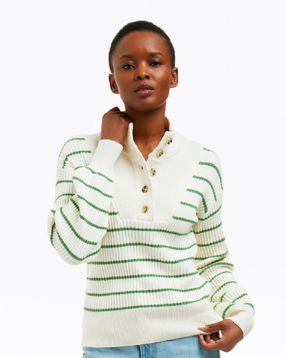Striped Button Front Sweater | Draper James Premium